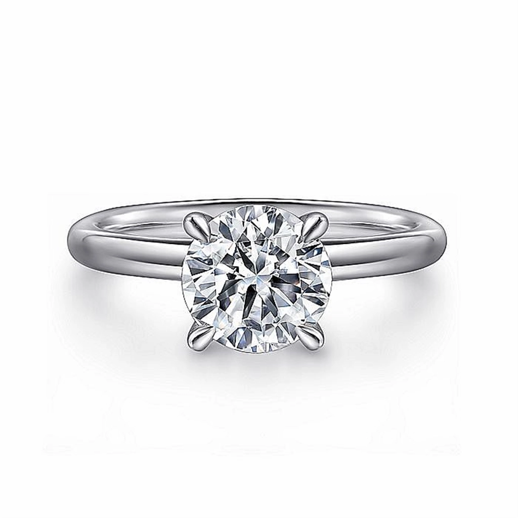 14K White Gold Lark Round Solitaire Engagement Ring