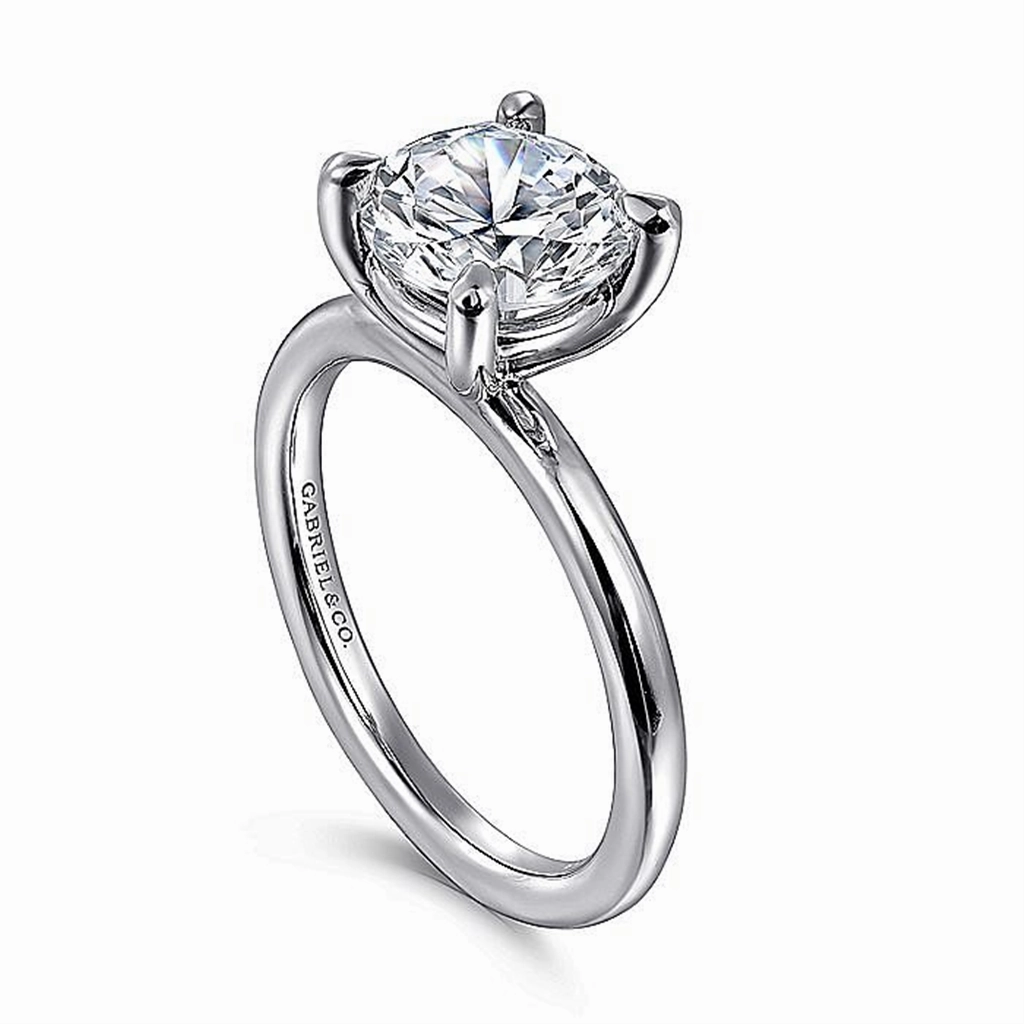 14K White Gold Lark Round Solitaire Engagement Ring