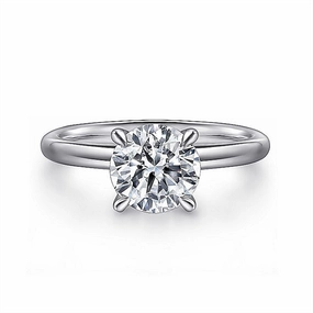 14K White Gold Lark Round Solitaire Engagement Ring