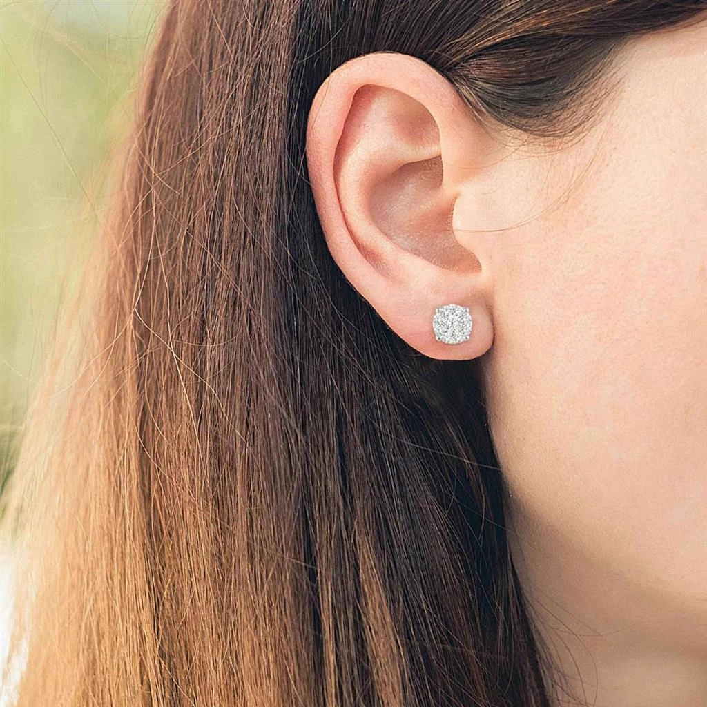 14K White Gold Lovebright Diamond Cluster Earrings