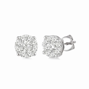 14K White Gold Lovebright Diamond Cluster Earrings
