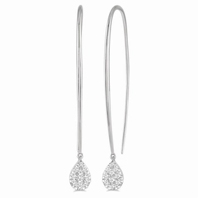 14K White Gold Lovebright Pear Shape Diamond Earrings