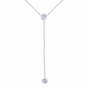 14K White Gold Naked Diamonds Lariat Necklace