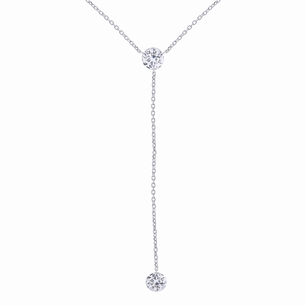 14K White Gold Naked Diamonds Lariat Necklace
