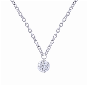 14K White Gold Naked Diamonds Solitaire Necklace