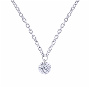14K White Gold Naked Diamonds Solitaire Pendant Necklace