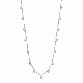 14K White Gold Naked Diamonds Station Necklace