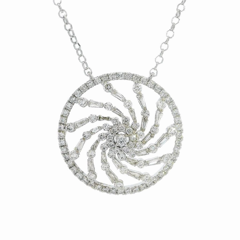 14K White Gold Natural Diamonds Contemporary Necklace