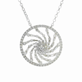 14K White Gold Natural Diamonds Contemporary Necklace