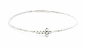 14K White Gold Natural Diamonds Cross Flex Bracelet
