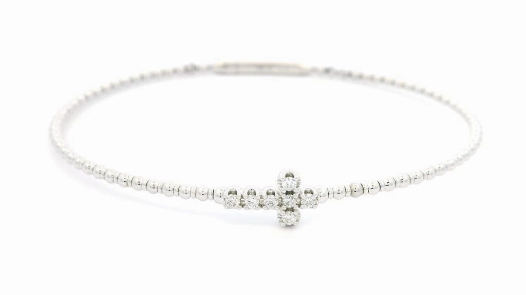 14K White Gold Natural Diamonds Cross Flex Bracelet