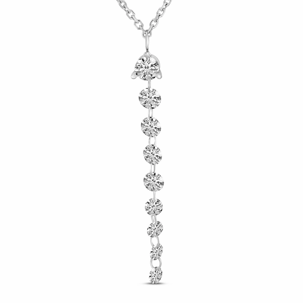 14K White Gold Natural Diamonds Lariat Necklace