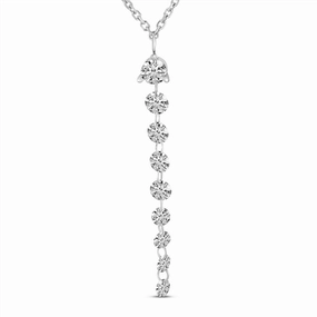 14K White Gold Natural Diamonds Lariat Necklace