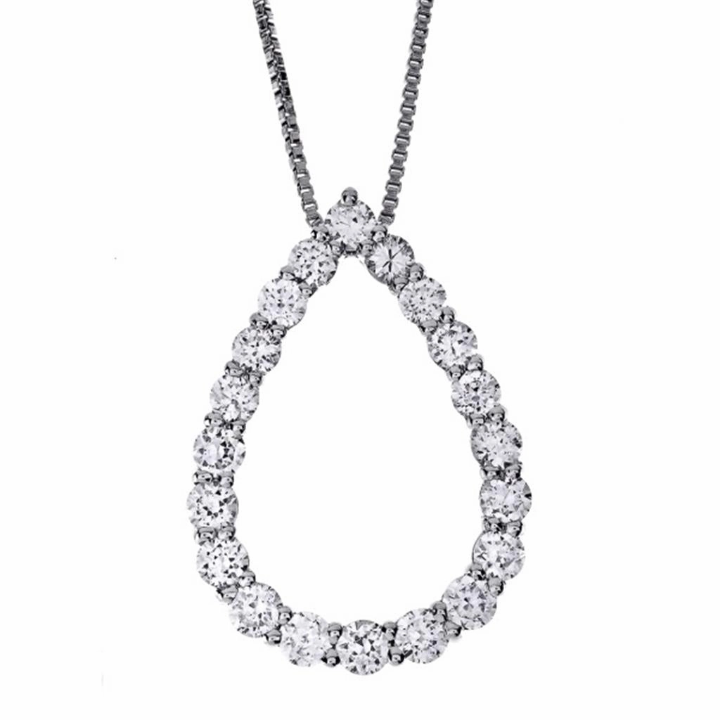 14K White Gold Natural Diamonds Pear Pendant