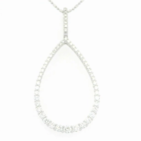 14K White Gold Natural Diamonds Pear Pendant