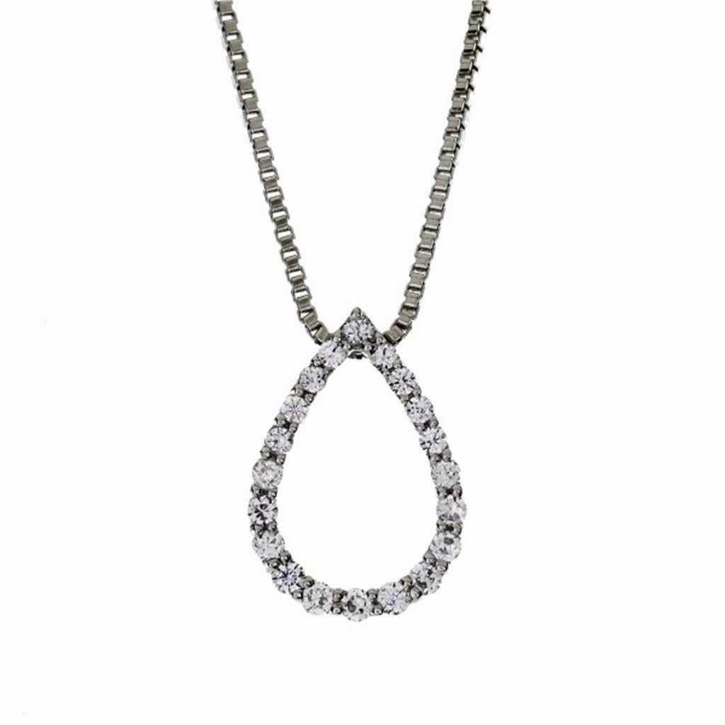 14K White Gold Natural Diamonds Pear Pendant