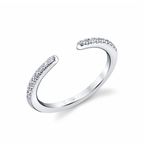 14K White Gold Open Diamond Band