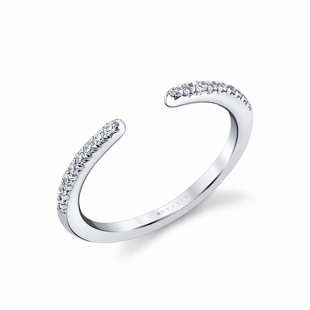 14K White Gold Open Diamond Band
