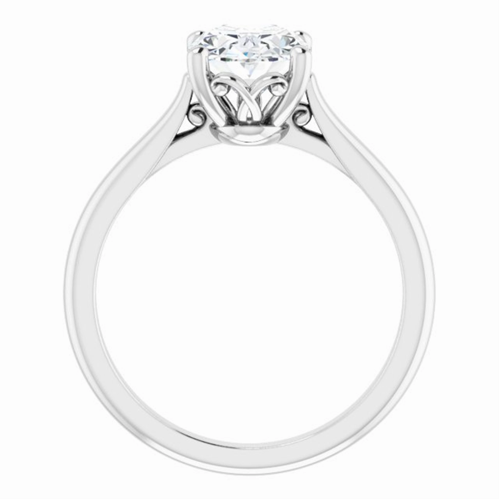 14K White Gold Oval Center Solitaire Engagement Ring