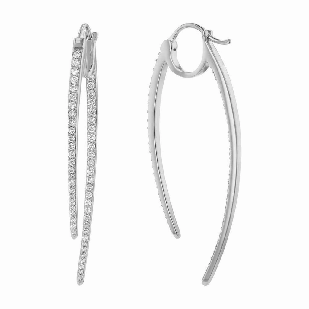 14K White Gold "Sabretooth" Inside Out Diamond Earring