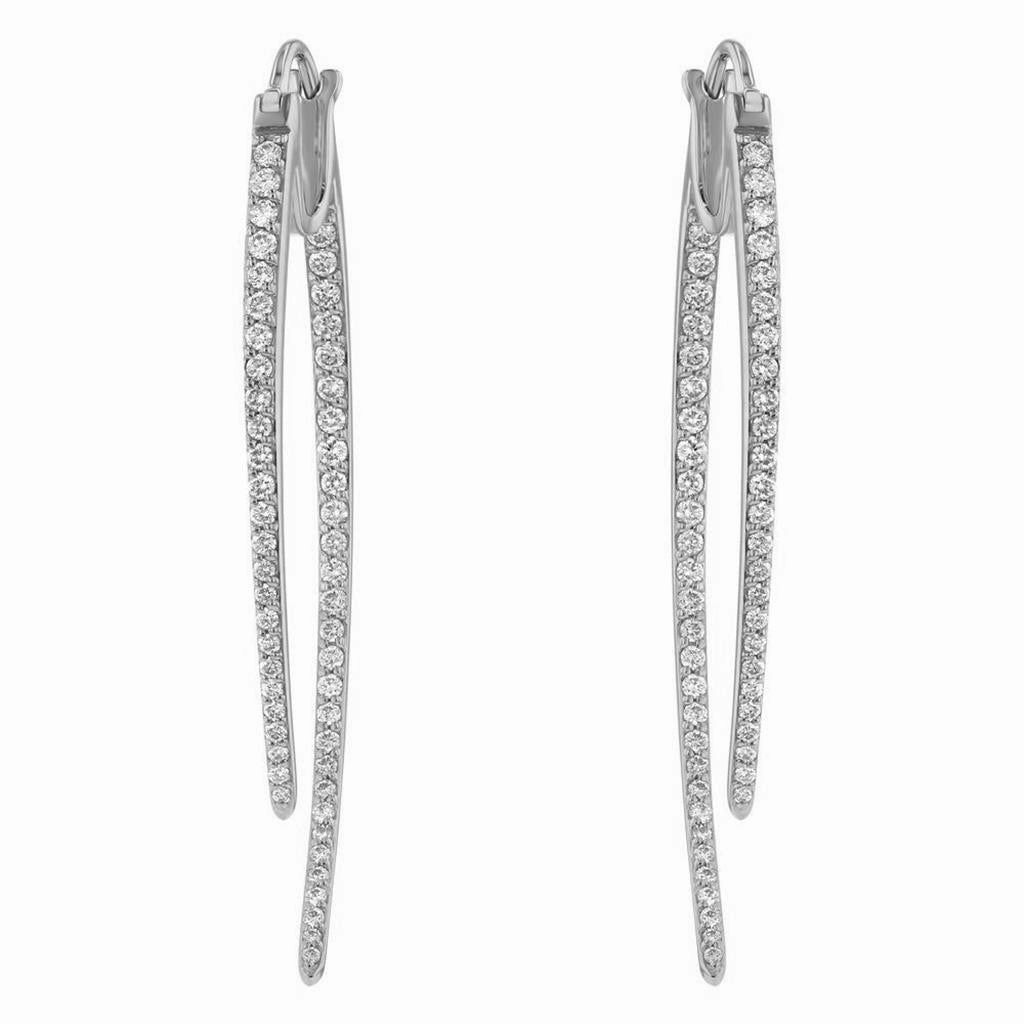 14K White Gold "Sabretooth" Inside Out Diamond Earring