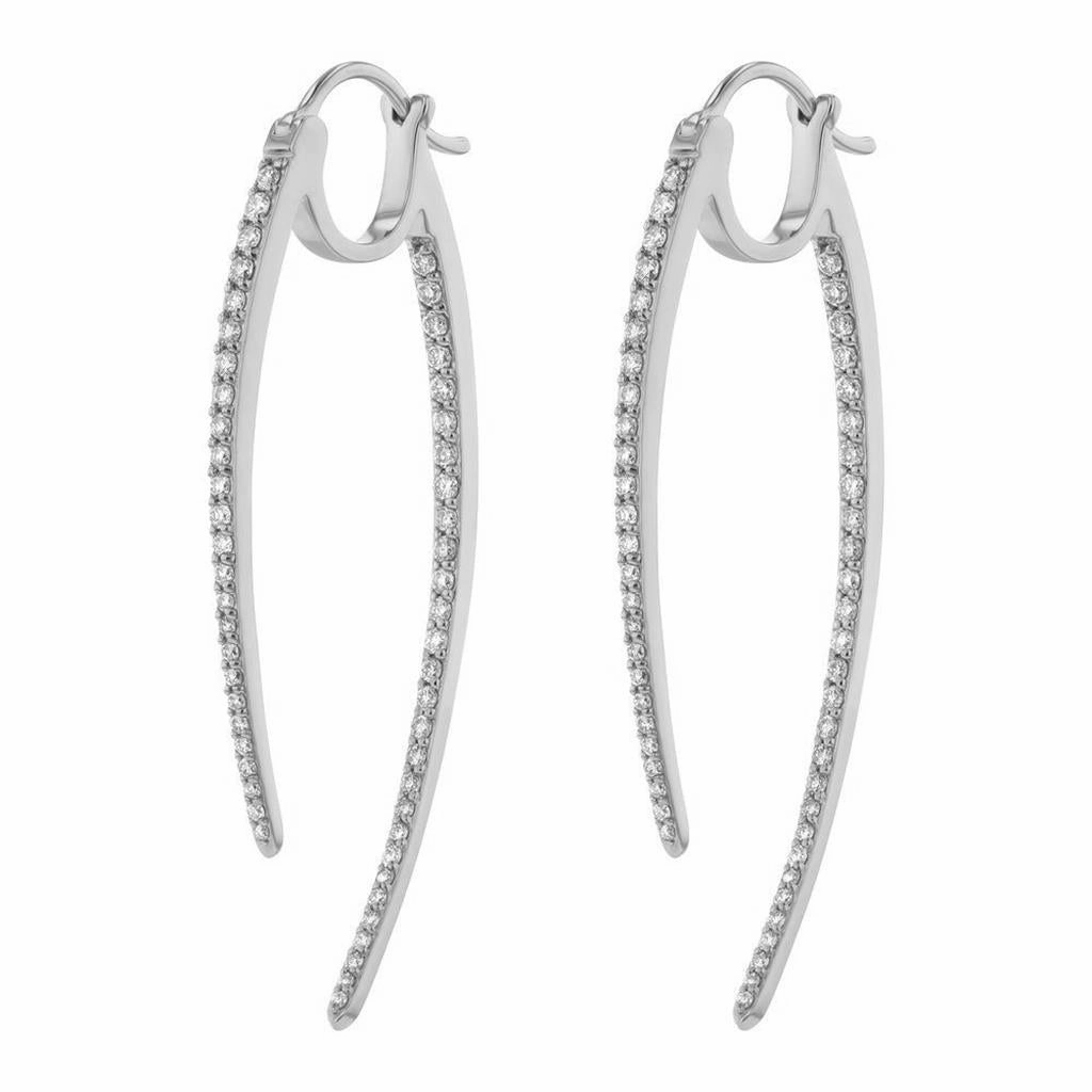 14K White Gold "Sabretooth" Inside Out Diamond Earring