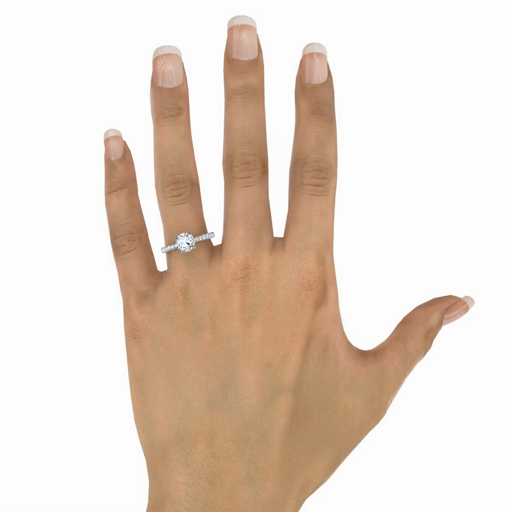 14K White Gold Round Quilted Diamond Engagement Ring