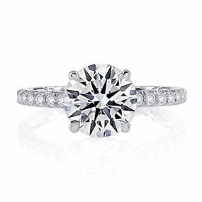 14K White Gold Round Quilted Diamond Engagement Ring