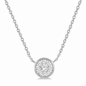 14K White Gold Round Shape 'Lovebright' Diamond Necklace