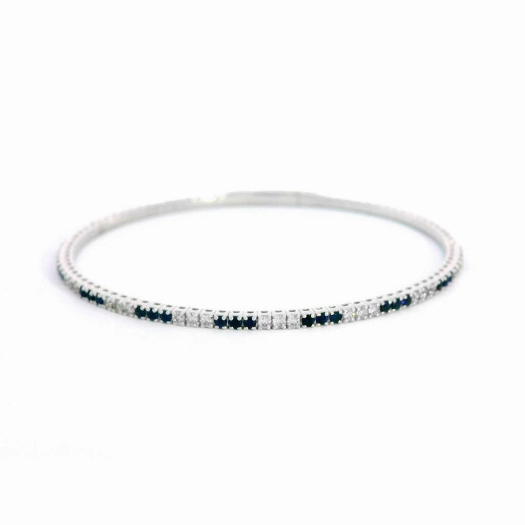 14K White Gold Sapphires Flex Bracelet