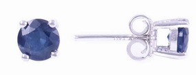 14K White Gold Sapphires Stud Earrings