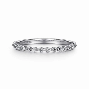 14K White Gold Single Prong Diamond Anniversary Band