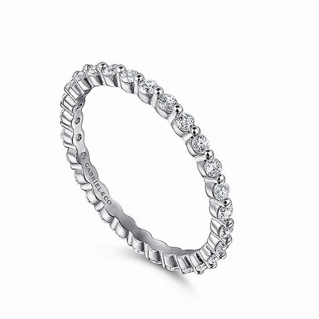 14K White Gold Single Prong Diamond Anniversary Band