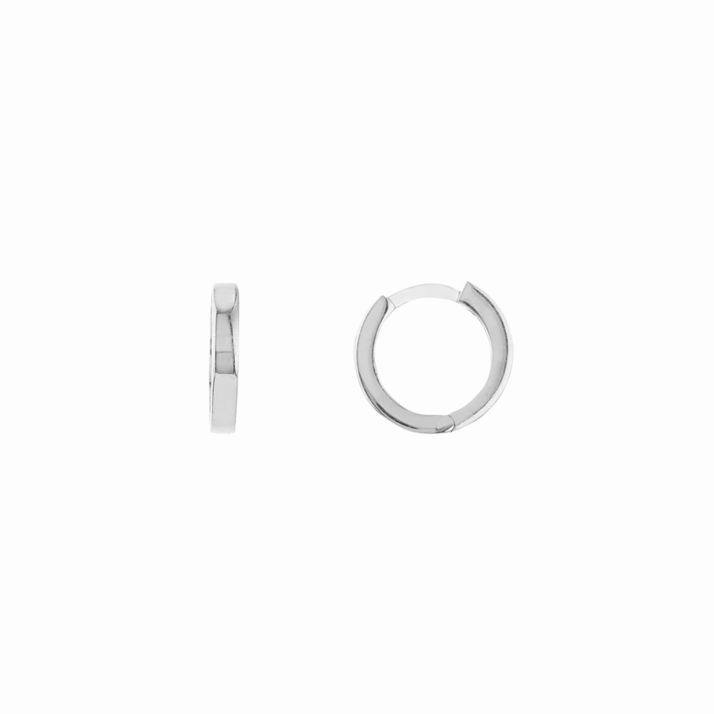 14K White Gold Square Tube Round Hoop Earrings