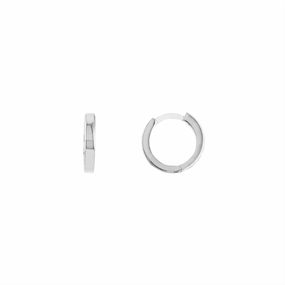 14K White Gold Square Tube Round Hoop Earrings