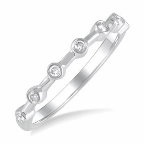 14K White Gold Stackable Natural Diamonds Ring