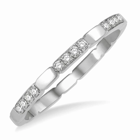 14K White Gold Stackable Natural Diamonds Ring
