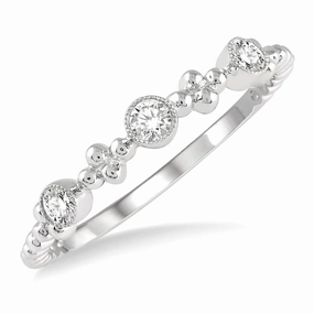 14K White Gold Stackable Natural Diamonds Ring