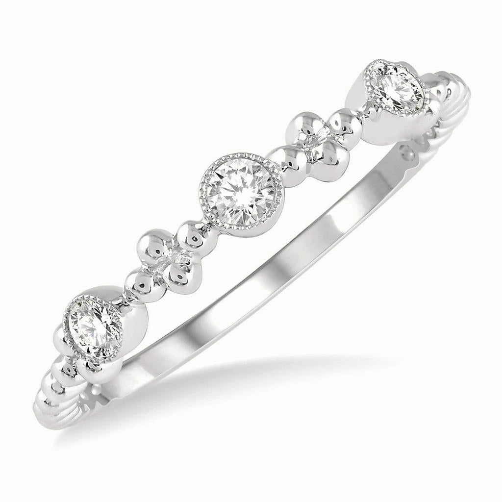 14K White Gold Stackable Natural Diamonds Ring
