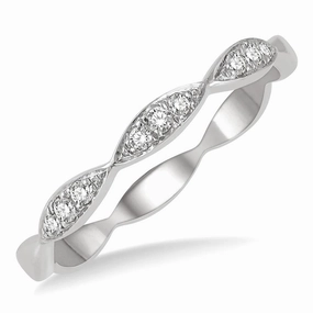 14K White Gold Stackable Natural Diamonds Ring