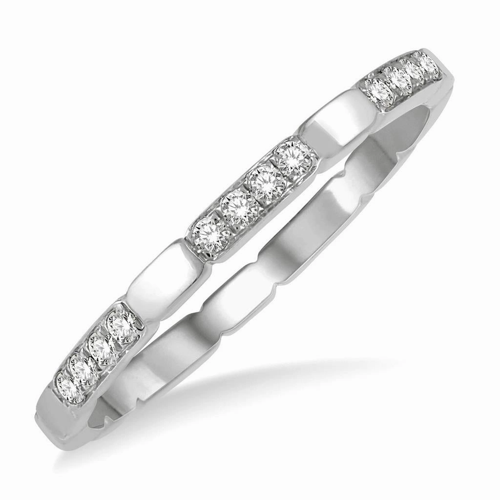 14K White Gold Stackable Natural Diamonds Ring