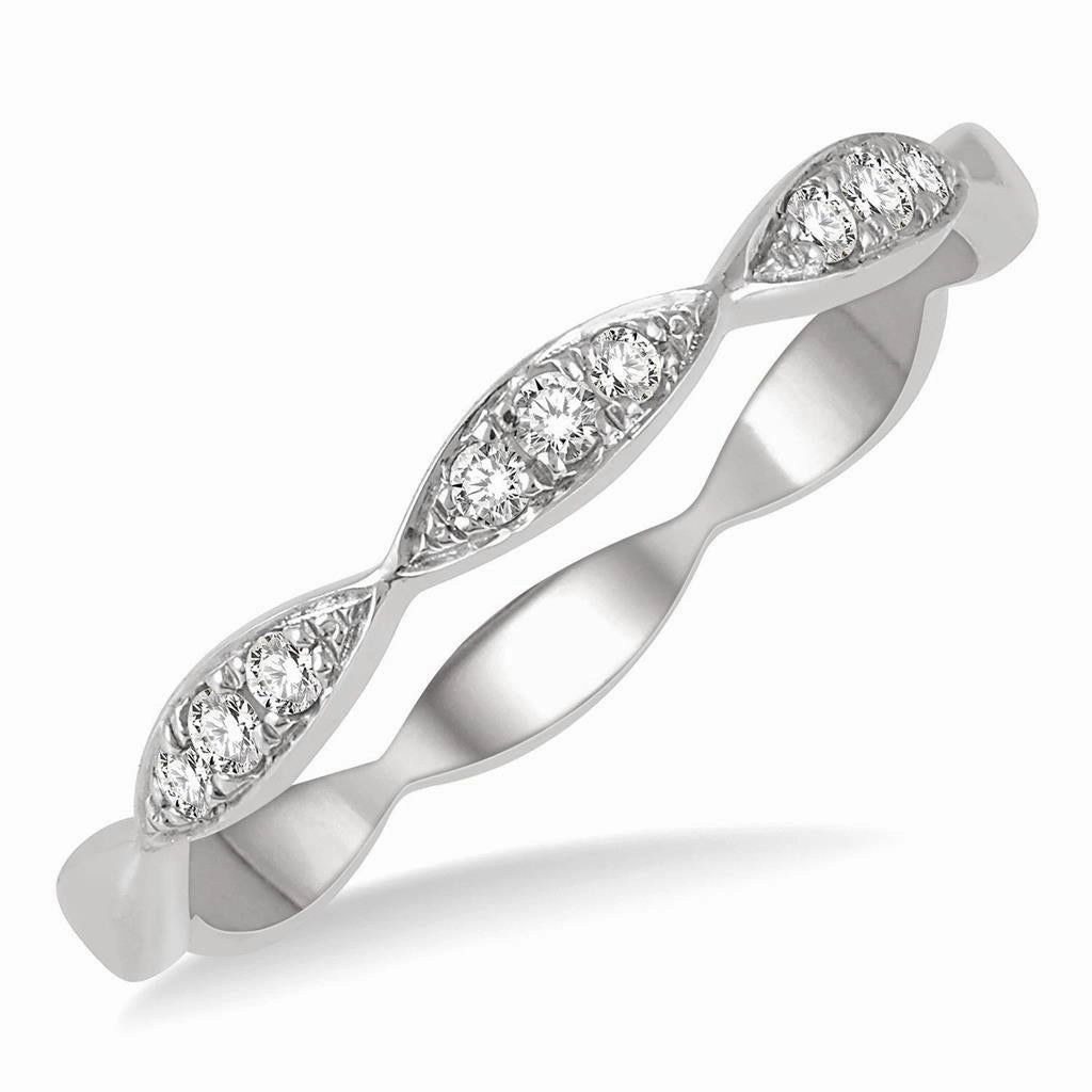 14K White Gold Stackable Natural Diamonds Ring