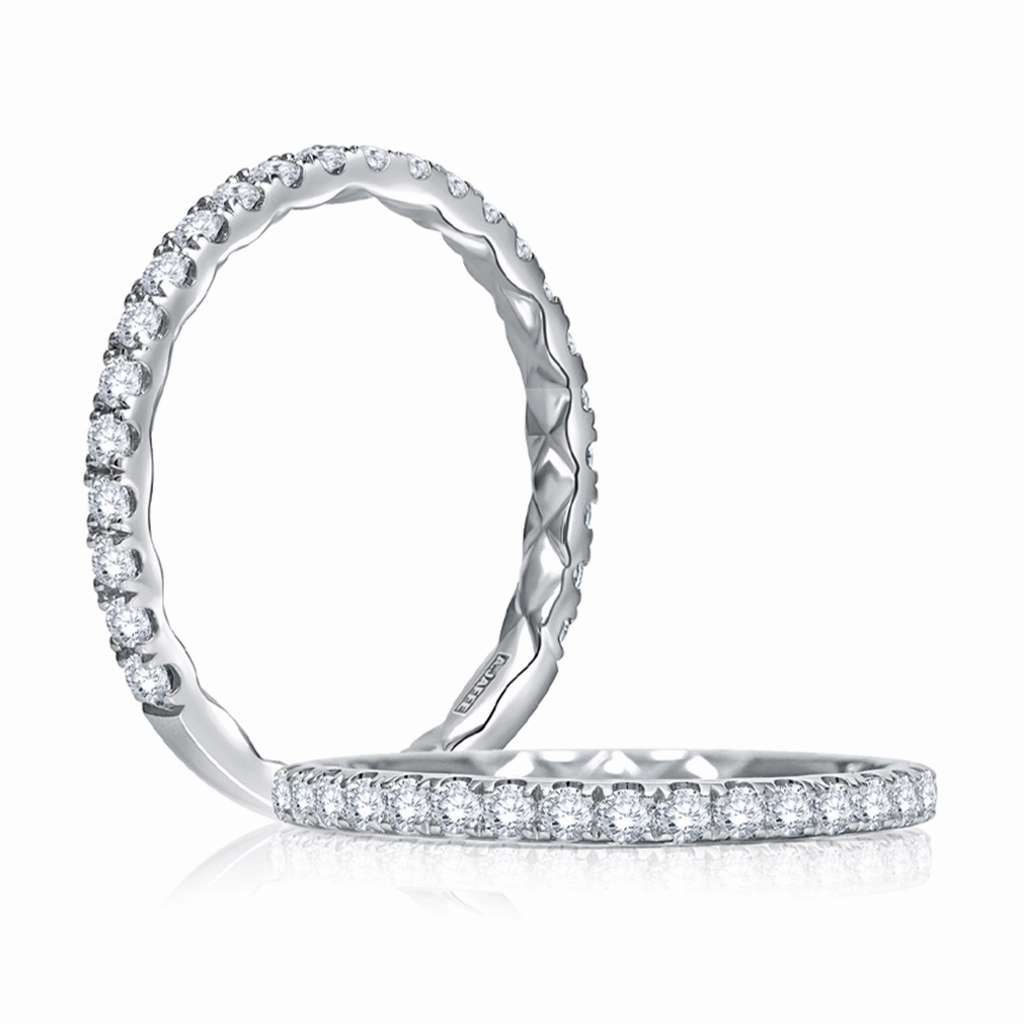 14K White Gold Straight Diamond Band