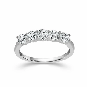 14K White Gold Straight Diamond Band