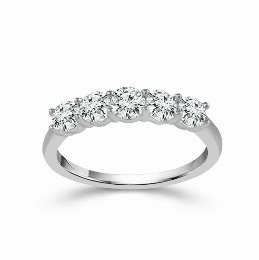 14K White Gold Straight Diamond Band