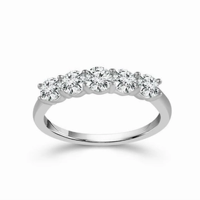 14K White Gold Straight Diamond Band
