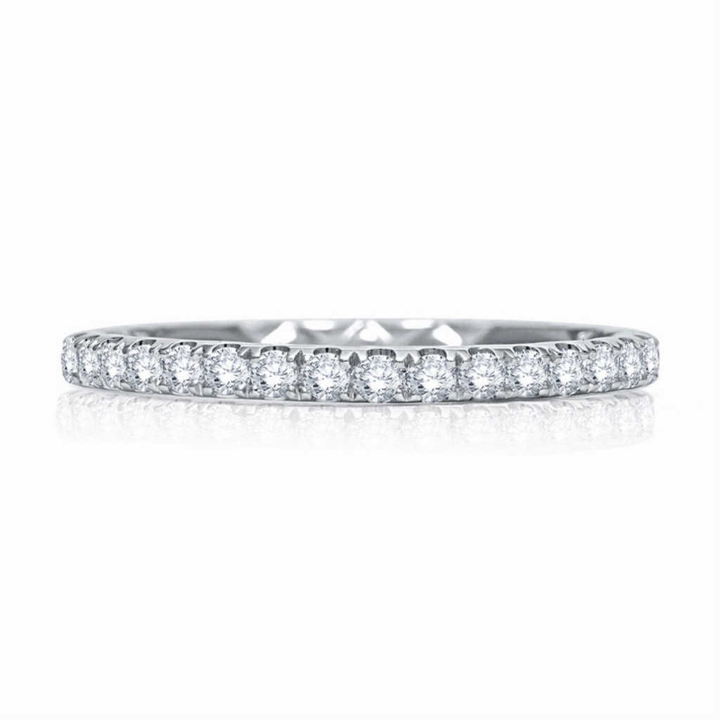 14K White Gold Straight Diamond Band