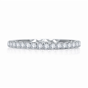 14K White Gold Straight Diamond Band