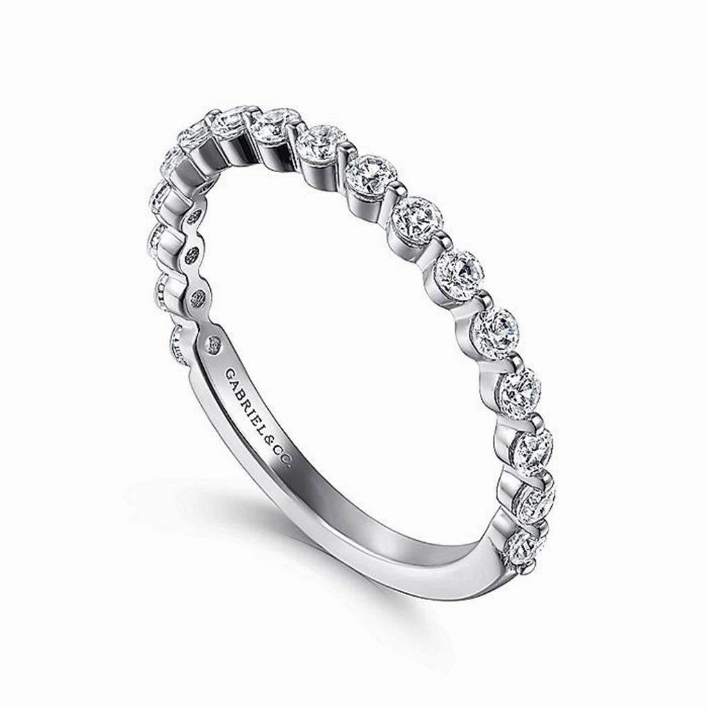 14K White Gold Straight Natural Diamonds Band