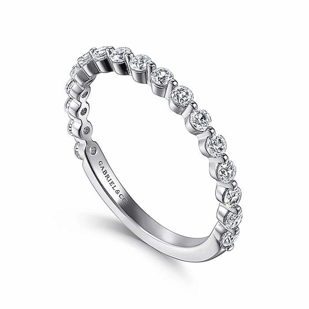 14K White Gold Straight Natural Diamonds Band
